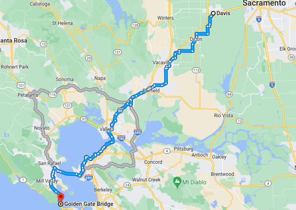 Rotue from Davis to SF
