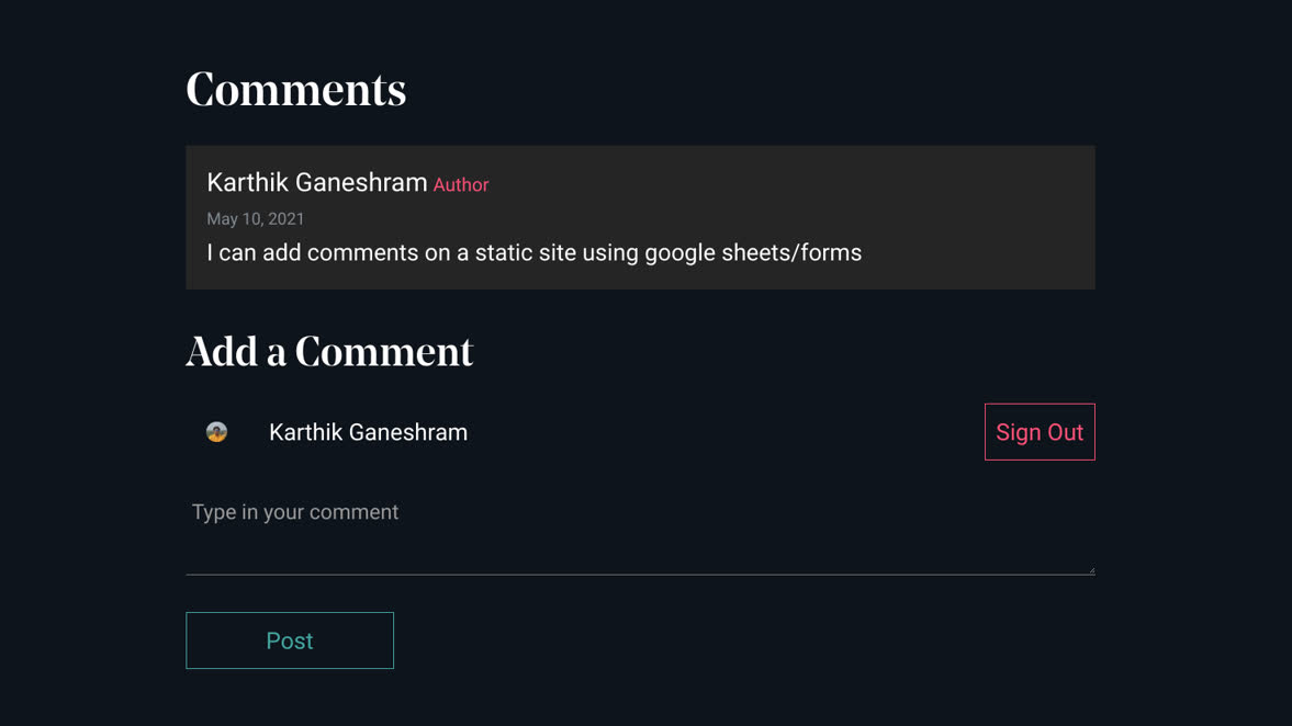 Header image for Adding Comments to Eleventy Website with Google Sheets and Forms