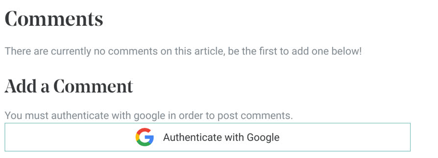 “Comments section with user logged out”